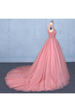 Robe de bal de bal en tulle avec robe de bal et perles, robes de Quuffeanera gonflées