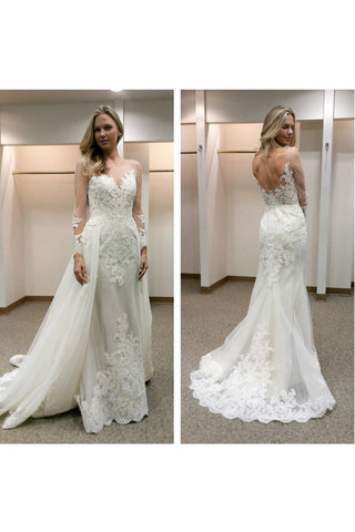 Robes de mariée 2024 Robe à manches longues sirène avec applique Tulle