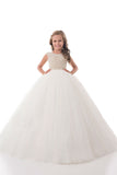 2024 Nouvelle Arrivée Robes Fille Fleur Ball Gown Scoop Tulle Avec Perles Longueur Au Sol