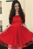 2024 New Homecoming Dresses Scoop Short / Mini Tulle Avec Des Perles