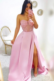 Modeste A-ligne Sweetheart Split robes de bal avec des appliques