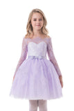 2024 Flower Girl Dresses A Line Bateau à manches longues en dentelle Short / Mini