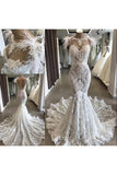 Robe de mariée sirène en dentelle de luxe avec train Robes de mariée sexy à dos ouvert