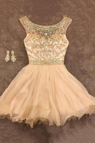 2024 Homecoming Robes Scoop Beaded Bodice Chiffon Short / Mini A Line