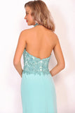 2024 Robes de bal Halter en mousseline de soie avec appliques Et Slit gaine