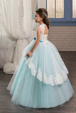 2024 Ball Gown Scoop With Applique Flower Girl Dresses Tulle Longueur du plancher