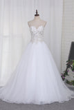 2024 A Line Sweetheart Beaded Bodice Robes de mariée Organza Court Train