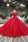 2024 Robes de mariée rouge Tulle manches longues en dentelle