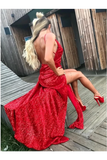 Gaine bretelles spaghetti robe dos nu sexy paillettes de bal avec Split