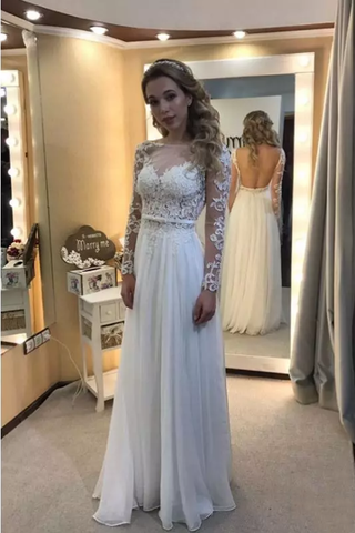 Robes de mariée 2024 Robe manches longues à manches courtes en mousseline de soie avec appliques