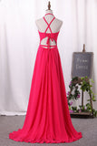 2024 New Arrival A Line Chiffon Halter Open Back Robes de bal