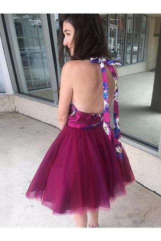 Une ligne élégante une robe de bal courte Halter robes de retour une robe de cocktail