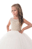 2024 Nouvelle Arrivée Robes Fille Fleur Ball Gown Scoop Tulle Avec Perles Longueur Au Sol