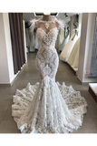 Robe de mariée sirène en dentelle de luxe avec train Robes de mariée sexy à dos ouvert