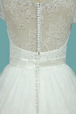 2024 Robes de mariée A Line V Neck Lace &amp; Tulle With Sash Sweep Train