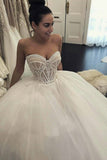 2024 Sweetheart Robes de mariée A Line Tulle With Applique Court Train