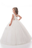 2024 Nouvelle Arrivée Robes Fille Fleur Ball Gown Scoop Tulle Avec Perles Longueur Au Sol