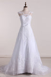 2024 Scoop Un mariage en ligne Robes tulle avec appliques Et Sash