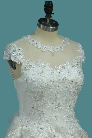 2024 Top Qualité Dentelle Boule Robes De Mariée Manches Avec Applique &amp; Perles Longueur De Plancher