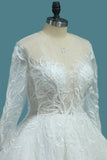 2024 une ligne de manches longues robes de mariage manches Tulle avec train chapelle Applique