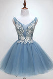 Princesse Homecoming Dress V Cou Appliques Court / Mini