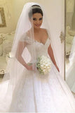 2024 A Line Scoop Robes de mariée Tulle avec appliques et perles Court Train