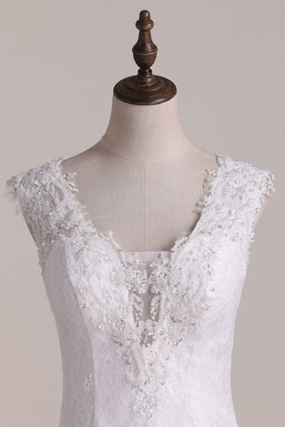 2024 dentelle col V dos ouvert Sirène Robes de Mariée avec Applique