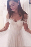 2024 Mousseline Off The Shoulder With Applique &amp; Ruffles A Line Robes de mariée