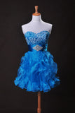 2024 Collection Bleu Une ligne sweetheart court / mini organza Cz