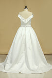 2024 Vintage Wedding Dresses encolure bateau A en satin ligne avec ruban