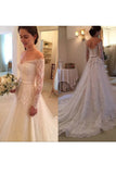 Robes de mariée 2024 Une ligne à manches longues Tulle avec appliques et cadres