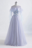 Princesse Tulle Jewel-parole longueur robe de bal avec des appliques