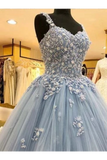 Robe de bal bretelles longue robe de bal appliques robe de Quinceanera