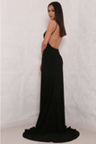 2024 Spandex Robes de soirée Spaghetti Straps Open Back With Slit Mermaid