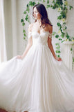 2024 Mousseline Off The Shoulder With Applique &amp; Ruffles A Line Robes de mariée