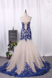 2024 Robes de bal Sweetheart Tulle avec Applique Mermaid Sweep Train