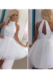 2024 New Homecoming Dresses Scoop Short / Mini Tulle Avec Des Perles