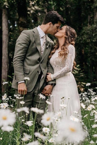 Robe de mariée à manches longues en dentelle