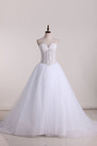 2024 magnifiques robes de mariée A-ligne sweetheart See Through-parole longueur tulle avec perles Lace Up