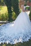 Tulle belle dentelle ivoire dos ouvert longues robes de mariée robe de bal