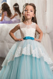 2024 Ball Gown Scoop With Applique Flower Girl Dresses Tulle Longueur du plancher