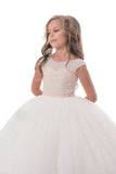 2024 Nouvelle Arrivée Robes Fille Fleur Ball Gown Scoop Tulle Avec Perles Longueur Au Sol