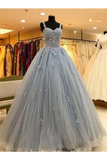 Robe de bal bretelles longue robe de bal appliques robe de Quinceanera