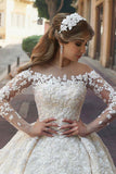 Magnifique belle robe de bal en dentelle modeste robes de mariée manches longues