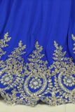 2024 foncé bleu royal Robes de bal Scoop sirène avec appliques Spandex balayage train Taille 18W